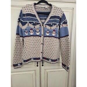 Vtg Northcrest Snowman Sweater Women's Large Rabbit Hair Blend Cozy Winter Artsy